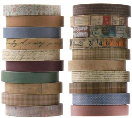 dinghaole 20 Rollen Dünn Washi Tape Set, Masking Tape, Dekoratives Klebeband, Antike Muster Dekoratives Klebeband Bunt, für DIY Bastler, Verschönert Journals, Planer, Karten und Scrapbooking