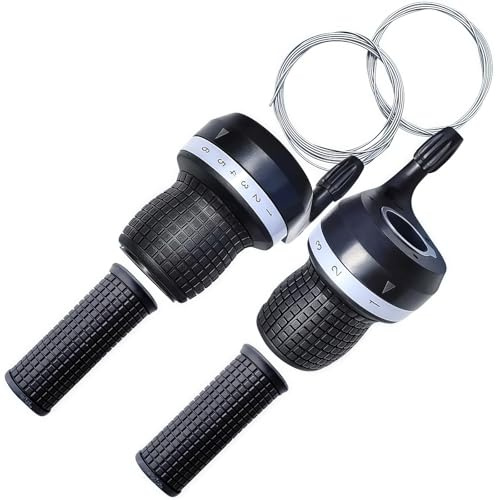 Kiuiom Vélo Twist Grip Manette de Vitesse,Manette de Dérailleur Shifter Twist,Poignée de Dérailleur VTT,Dérailleur Universel 3x7 Vitesses,Levier Montagne Vitesses pour VTT,Vélos Banlieue,Noir