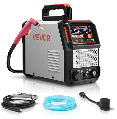 VEVOR Plasma Cutter, 65A Non-Touch Pilot Arc Plasma Cutting Machine Non-High Frequency - with 2T/4T Function & Adjustable PT Time, 110V/220V Dual Voltage Digital Display IGBT Inverter
