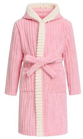 WYTbaby, Vestaglia per Bambine in Pile con Cappuccio, Accappatoio per Bambini, Morbido e Caldo, Vestaglia per Bagno in Pile Soffice, Unisex, per Età 4-14 Anni, rosa, 4-6 Years