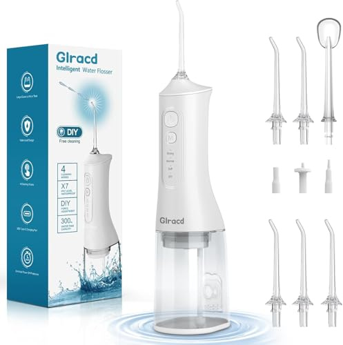 Hydropulseur Jet Dentaire Portable, Water Flosser aver Modes DIY, 300ML Étanchéité IPX7 Hydropulseur Dentaire, Rechargeable Oral Irrigator le Nettoyage Buccal et L'entretien Des Appareils Dentaires