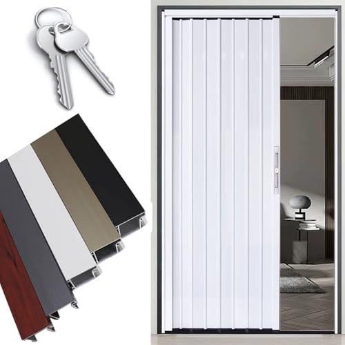 CHZDPP Puertas abatibles Puerta Plegable Personalizable con Cerradura, Puertas para lavaderos en Espacios reducidos, Puerta corredera divisoria para Cocina/baño/balcón/Pasillo/ático