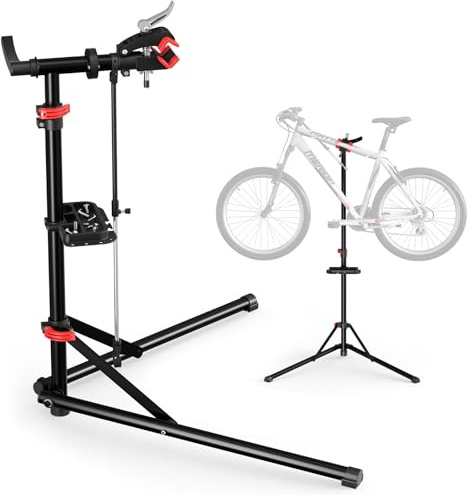 BugyKido Bike Repair Stand, Height Adjustable 94-157cm Bike Maintenance Stand with Anti-Sway Handlebar Support, Magnetic Tool Tray & Quick-Release System, Folding Bike Workstand for Workshop & Home