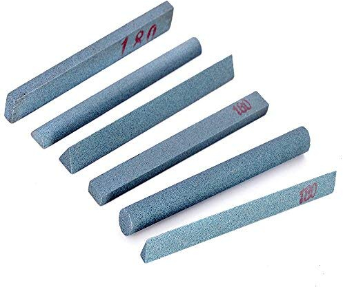 Atoplee 6pcs Schärfstein-Set, 180# Grüner Kohlenstoff-Ölstein Messerabziehstein zum Polieren und Meißeln