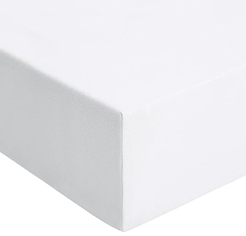 RUIKASI Double Fitted Sheet Deep - White Bottom Sheet for Double Size Bed with 40cm 16 Inches Extra Deep Sided Pocket, Soft Microfiber Bedsheet Ultra Deep Fit with Mattress