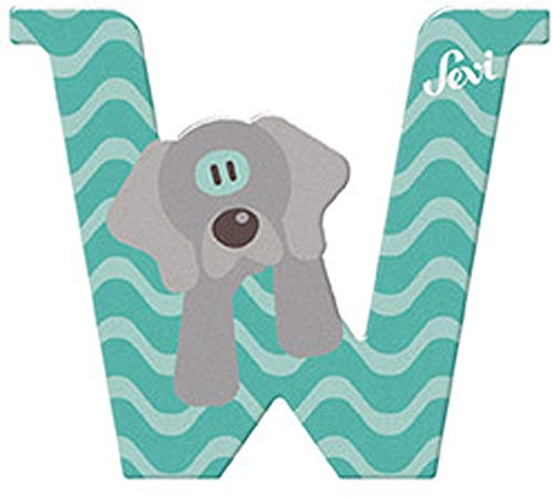 Sevi 83023 Tier Holzbuchstaben W Weimaraner Hund ca. 10 cm, Türbuchstaben für Kinderzimmer, ABC Lernspielzeug aus Holz, pädagogisches Spielzeug für Kinder ab 3 Jahren, Buchstabe Tiere, Blau