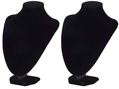 PandaHall 2pcs 3D Velvet Necklace Display Pendant Chain Bust Holder Stand Small Jewellery Model Organizer for Boutiques Exhibition Layout, 25x17cm/10x6.5inch