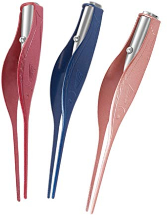 SUPVOX Herramienta de limpiador de cera de oído de acero inoxidable pinza de oreja de pinza de oreja LED (color aleatorio)