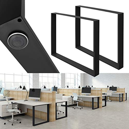 ECD Germany 2X Tischbeine aus Vierkantprofilen, 90 x 72 cm, Schwarz, pulverbeschichtete Stahl, Industriedesign, Metall Tischkufen Tischuntergestell Tischgestell Möbelfüße, für Esstisch Schreibtisch