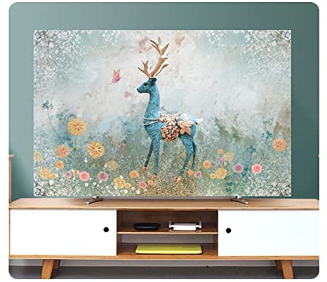 Uvency 80In Hanging Desktop Curved Screen Universal Tv Cover Dust Cover Cloth Indoor Cover Type Tv Screen Protector Bedroom Living Room Decoration Television/A358/80In