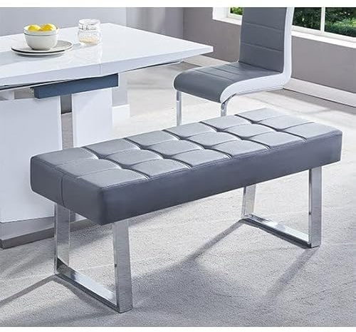Austin Small Faux Leather Dining Bench In Grey