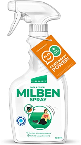 Silberkraft Milbenspray Sofa 500 ml - Geraniol-Mittel gegen Hausstaubmilben - Anti-Milben-Spray für Polstermöbel & Textilien - Frischer Zitronenduft