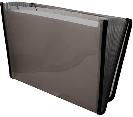 Raylu Paper® - Carpeta clasificadora de documentos tipo acordeón con 12 compartimentos, archivador de plástico para oficina con separadores y bordes reforzados (Gris)