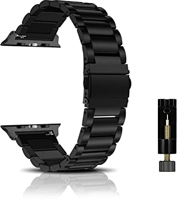 CeiBand Metallarmband för Apple Watch 38 mm/40 mm/41 mm, ersättningsband för reservklocka i rostfritt stål för Apple Watch 42 mm/44 mm/45 mm/46 mm/49 mm, dam och herr - svart