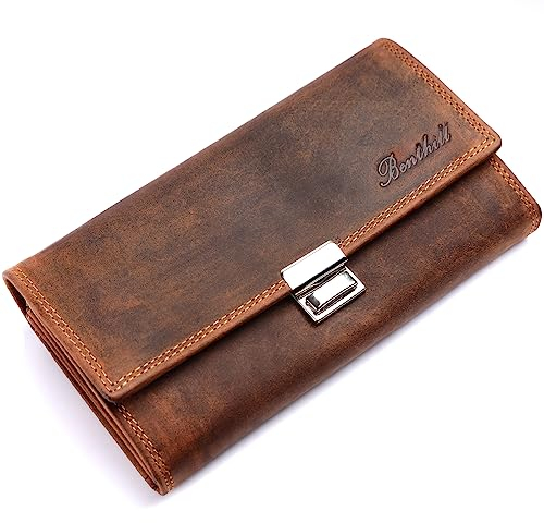 Benthill Kellner Geldbörse Leder - Echtleder Kellnerportemonnaie mit RFID Schutz - XXL Robuste Kellnerbörse - Profi Kellner-Geldbeutel, Farbe:Braun - Cognac