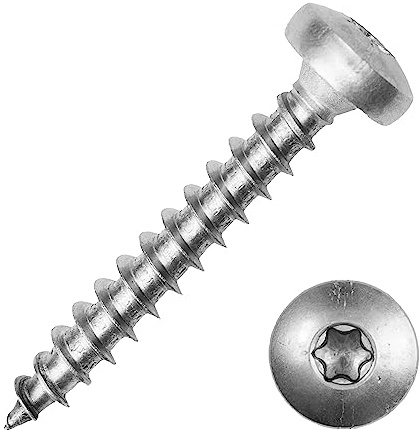 Spanplattenschrauben 4,5x50 mm mit Rundkopf und verstärktem Kopf aus Edelstahl A2 (50 Stück) | Rundkopfschrauben - Holzschrauben - Holzbauschrauben von MESAROS®