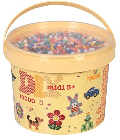 HAMA Cubo de perlas midi DIY | Aprox. 10.000 cuentas fusibles para manualidades y mosaicos | Perlas de fusión para niños creativos 5+ | Juego de arte y decoración | Colour Mix 00