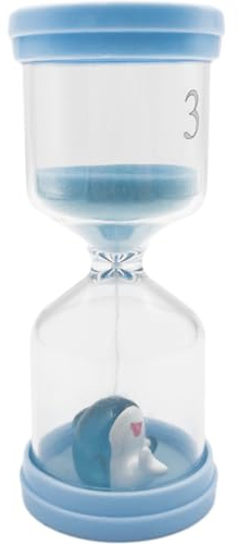 Sand Timer for Kids, Tixlux 3-Minute Hourglass Timer with Blue Sand, Sandglass with Dolphin Toy for Children Kids, Homework Game, Toothbrush Timer Home Decoration