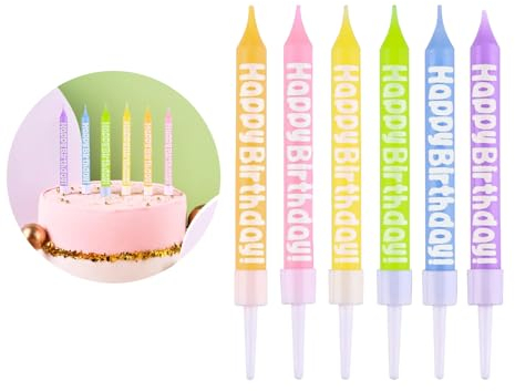 Bolosa Geburtstagskerzen, Geburtstag Kerzen, 24 Stück Kuchen Kerzen, Geburtstagskerzen Bunte, HAPPY BIRTHDAY Kerzen für Geburtstagstorte Cupcakes, Geburtstagskerze Spirale Geburtstagskuchen