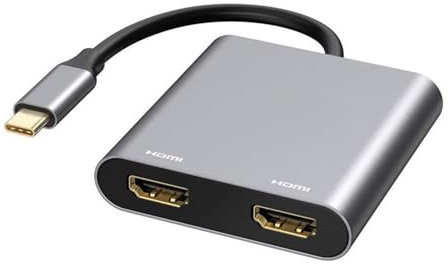 Adaptador USB C a HDMI dual 4K @ 60 Hz, estación de acoplamiento de monitor dual para ordenador portátil/MacBook/Galaxy S9/S9+ (solo compatible con Windows MST)