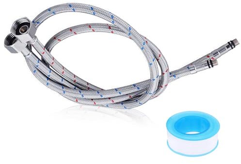 YIUWOD Confezione da 2 G3/8 x M10Flessibile Doccia - 80 cmTubo Flessibile - 3/8 polliciTubo Rubinetto Acciaio - Adatto per tubi dell'acqua per bagno, toilette, scaldabagno