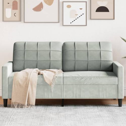 Homgoday 2-sitsig soffa, soffa, modern stoppad soffa, relaxsoffa, loungesoffa, relaxsoffa, Loveseat, liggsoffa, sittmöbler för vardagsrum, sovrum, ljusgrå, 140 cm sammet