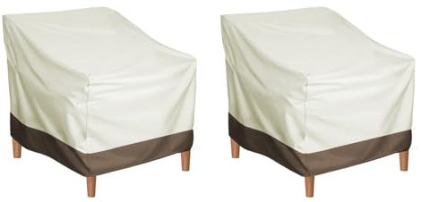 Lot de 2 housses de protection imperméables 210D pour chaises de jardin - Résistantes aux intempéries - Pour meubles de jardin - 80 x 85 x 91,5 cm - Beige