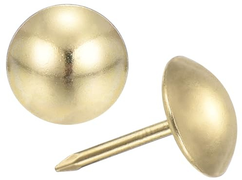 sourcing map Upholstery Tacks Nail Pins Furniture, 100Pcs 11x17mm Thumb Tack Pins Assortment Kit Carbon Steel for Home Sofa DIY Decorative Nail Heads Nails, Gold