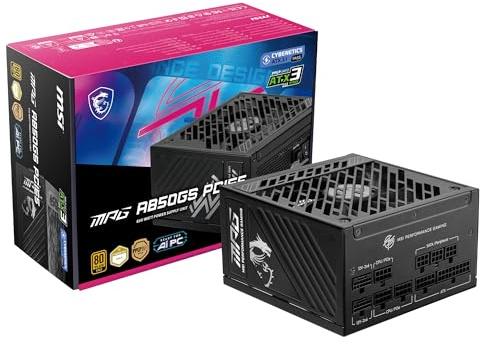 MSI MPG A850GS PCIE5, Fully Modular Gaming 850W Power Supply, 80+ Gold, Dual 12V-2x6 Cables, Server-Grade Capacitor, ATX 3.1 & PCIe 5.1 Ready, Low-Noise, Semi Digital, 10 Year Warranty