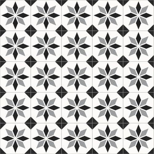 VINYL FLOORING UK 099M Scottsdale Black & White Designer Effect Vinyl Flooring For Kitchen, Bathroom, 2.3mm Thick Foam Backed Vinyl Sheet-1m(3'3) X 2m(6'6)-2m²