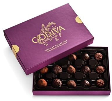 Godiva Dark Chocolate Belgian Truffles Gift Box, Gourmet, 15 Pc
