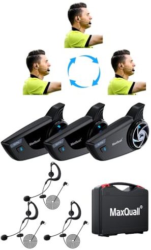 Maxquall 2~8 Person Referee Headset Communication System Sets S8 Pro Football Microphone Wireless Soccer Headsets (3S8 Pro(Model 1 Overhook Earphone))