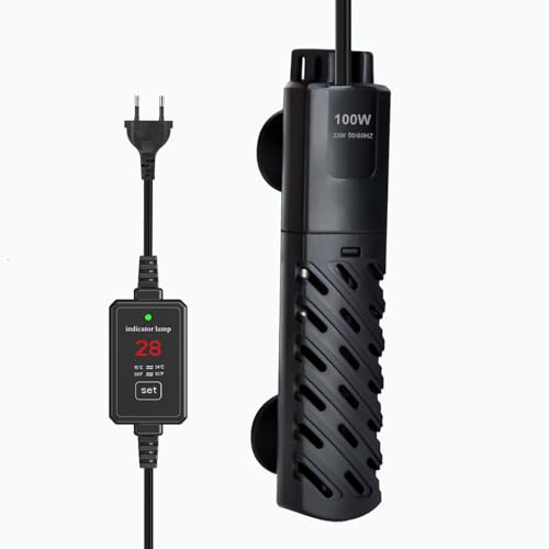 HUIZHOU Riscaldatore per acquari, riscaldatore Regolabile per acquari (15-34 °C), 220 V 50/60 Hz Mini riscaldatore per acquari e vasche per Pesci (75W)