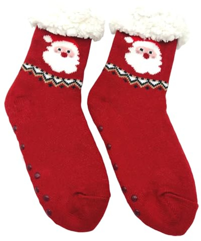 FOSDICK Calze Pantofole Donna, Calzini Natalizi Adorabile Pelosi, Calze Donna Invernali Morbida e Calda, Calzettoni Antiscivolo per Casa, Regalo di Natale Perfetto per Fidanzata Madre