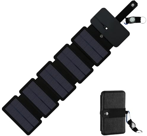 Solladdare, bärbar vattentät solcellspanel för mobiltelefon, vikbar USB-laddare för telefon, för camping, hem, utomhus, bil, camping, bil, vandring