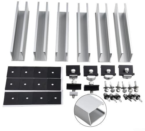 Rail de montage de panneau solaire et ensemble de pinces pour toits plats en alliage d'aluminium 6005 résistant adapté à divers panneaux (lot de 2 (pour 30 mm)