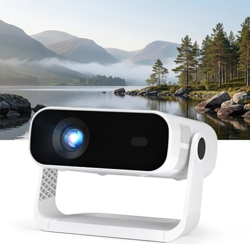 2026 New Smart Projector Built-in Apps, Android 14, Native 1080P 4K Supported WiFi 6 Bluetooth 5.2, 20000 Lumens, Low Fan Noise (<30dB), Home Cinema Projector for iOS/Switch /PS5