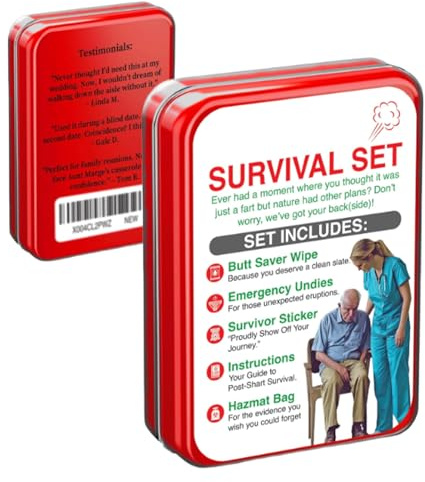 DAWCBVJQ Kit Scoreggioni | Scherzo sulla Cacca con Salviette Umide,Novità Scherzo di Scoregge con Distintivo | Per Famiglia Amici Adulti Adolescenti Regalo Compleanno Natale Capodanno