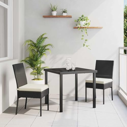 Frdhee Juego de muebles de jardín para jardín, 3 piezas de ratán negro, muebles de jardín para balcón, salón y terraza, uso versátil
