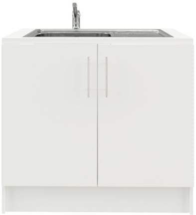 JD Greta 1000mm Utility Room Sink Unit with Tap, Kitchen Base Cabinet - White Matt