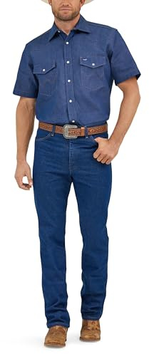Wrangler Chemise Western pour Homme avec Deux Poches, Coupe Cowboy, Manches Courtes, Chemise de Travail à Bouton-Pression, Bleu, 2X Haute