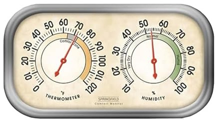 Springfield Color Track Humidity Meter and Indoor Thermometer, Analog Weather Station for the Bedroom, Nursery, Storage, and Inside the Home