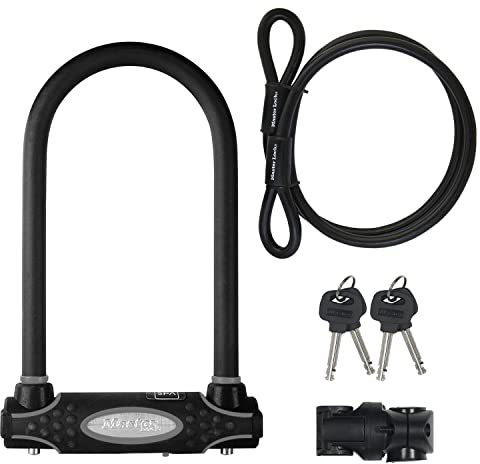 MASTER LOCK Bügelschloss mit Schlaufenkabel [Schlüsselschloss] [mit Halterung] [Zertifiziertes Fahrrad Schloss - Secure-Gold-Zertifikat] 8274EURDPRO - Ideal für Fahrräder