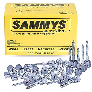 Sammys 8009925-25 Vertical Rod Anchor Super Screw with 3/8 in. Threaded Rod Fitting, 3/8 x 2-1/2'' Screw, for Wood (Pkg.=25) , Zinc