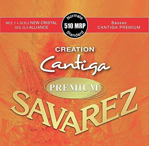 Savarez Creation Cantiga Premium - 510MRP - Guitarra de concierto - Juego completo de 6 cuerdas - Tensión normal agudas & graves - Tensión total 38,8 kg/85,64 lbs