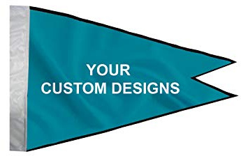 BannerBuzz Burgee Flag, Double Sided with Pole Pockets or Grommets on Left, 90 GSM Knitted Polyester Fabric, Full color UV printing, Boat Flag for Events (1.5' X 1', Double Side Print)