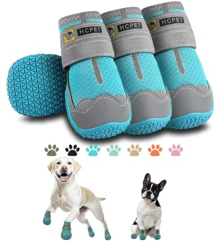 Hcpet Dog Boots Breathable Dog Shoes for Small Medium Large Dogs, Anti-Slip Puppy Booties Paw Protector with Reflective Straps 4Pcs
