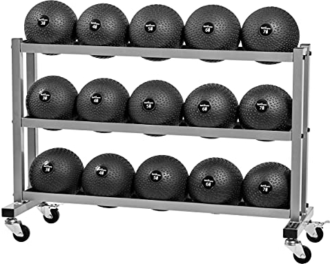 Bad Company Medizinball-Ablage I Rollbarer Ballständer für bis zu 15 Medizinbälle I BCA-129/Silber