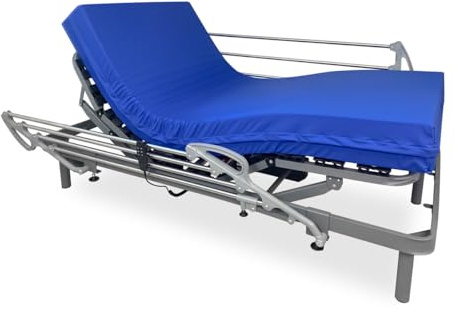 Duérmete Online Pack lit électrique articulé renforcé Ergomedic Pro + Matelas sanitaire Sanipur en Bois, Gris Anthracite, 90 x 190 cm, avec Garde-Corps en Acier Inoxydable