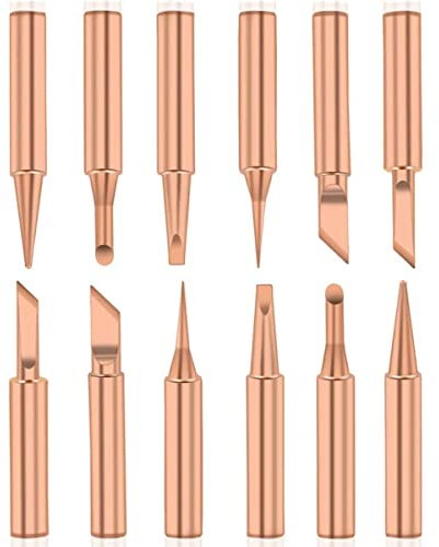 Treki 12PCS Pannes à Souder Cuivre Pur Pointe de Fer à Souder Sans Plomb 900M-T Outil de Soudage pour Station de Soudure Pour Radio Shack Yihua Hakko Atten Quick Aoyue